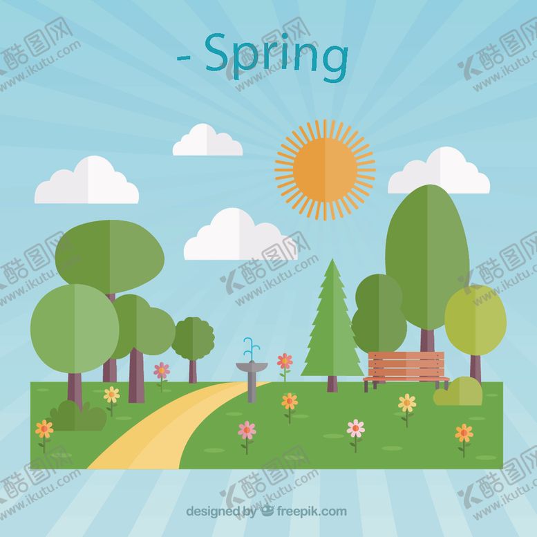 编号：30294910090442543974【酷图网】源文件下载-扁平化春季风景