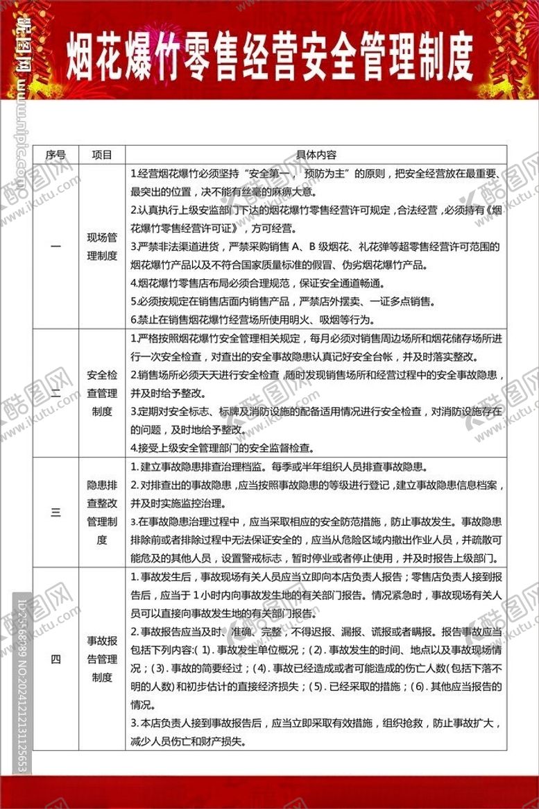 编号：98761202271336175219【酷图网】源文件下载-烟花爆竹操作制度