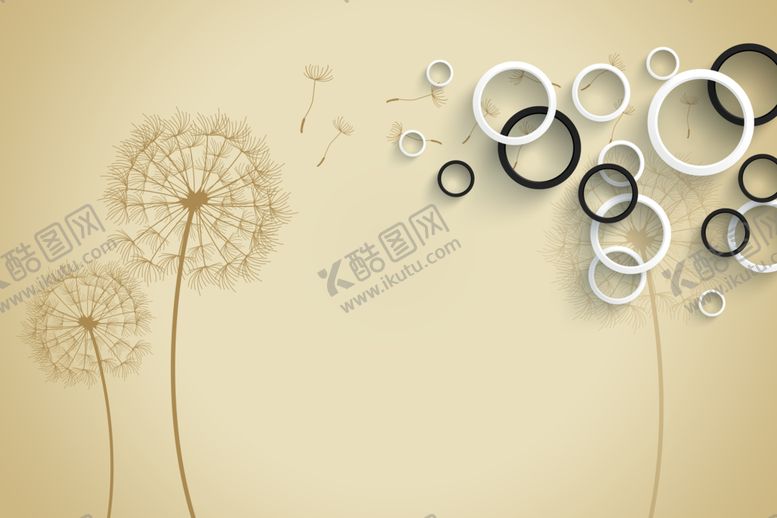 编号：83194909230657361972【酷图网】源文件下载-现代简约蒲公英背景墙
