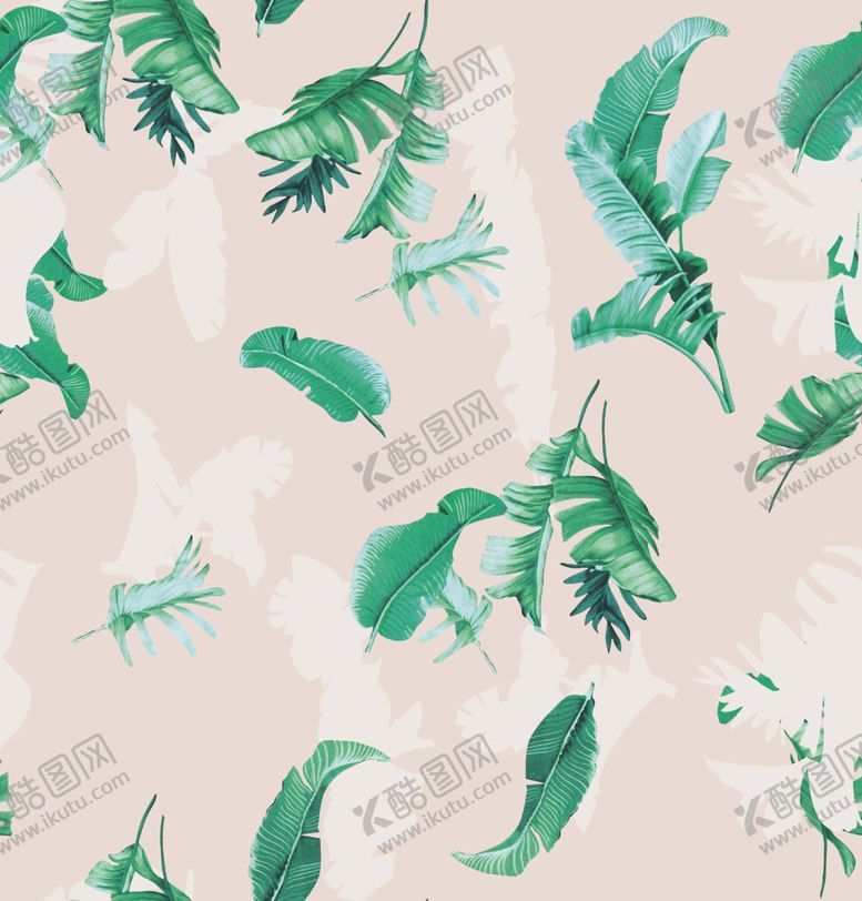 编号：28251510140543284277【酷图网】源文件下载-芭蕉叶数码印花热带植物