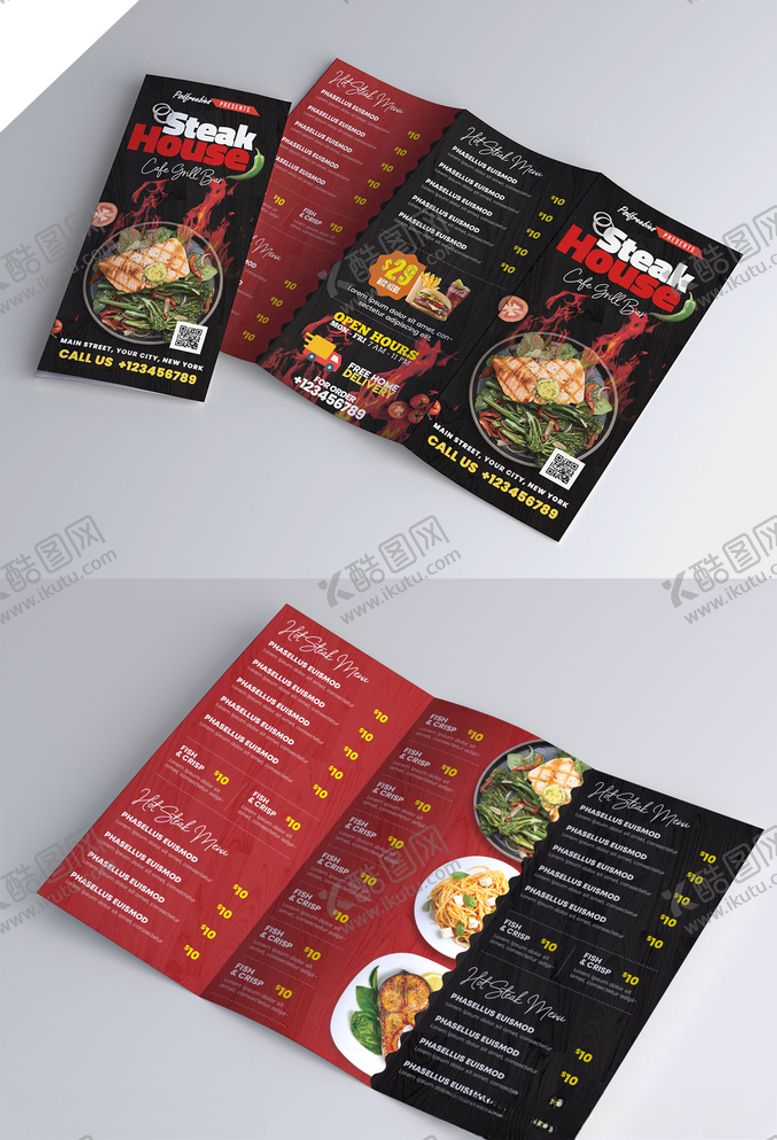 编号：36289003131617239156【酷图网】源文件下载-餐饮业三折页
