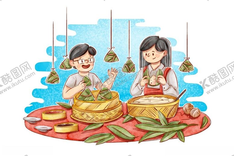 编号：68635705241740428674【酷图网】源文件下载-端午节欢乐包粽子场景
