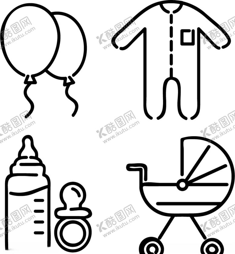 编号：81926109200828151283【酷图网】源文件下载-婴幼儿用品线稿矢量图