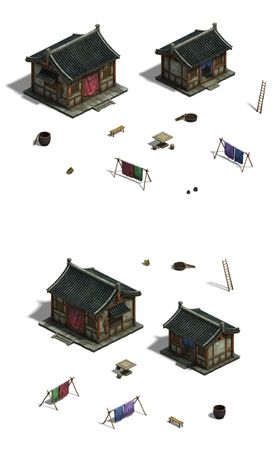 游戏房屋建筑物元素件免抠修图材