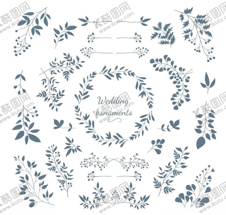 编号：81309709260857246103【酷图网】源文件下载-蓝白色花卉装饰图案集合