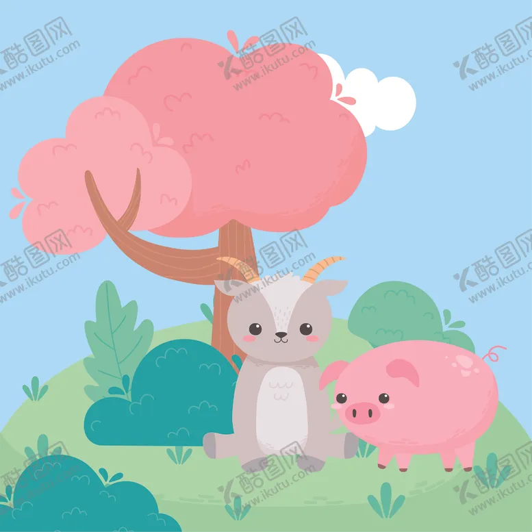 编号：50994204061348228338【酷图网】源文件下载-手绘淡彩动物