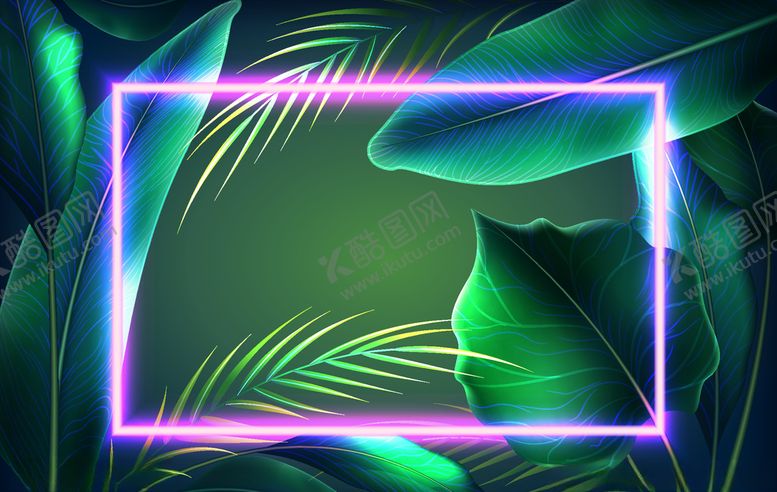 编号：96888809170107055533【酷图网】源文件下载-霓虹灯叶子背景