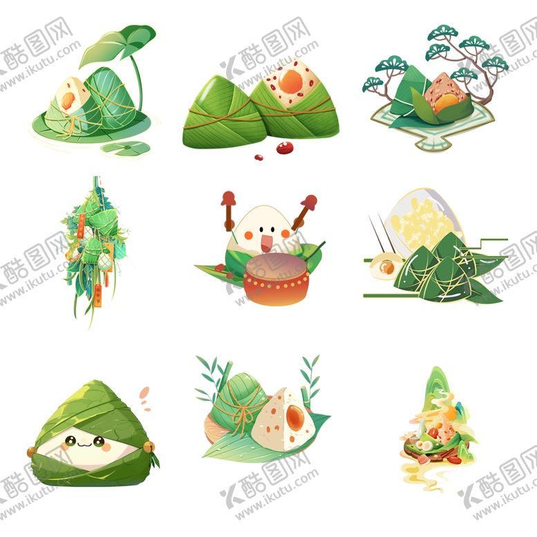 编号：74279809282244216833【酷图网】源文件下载-端午粽子插画元素集合