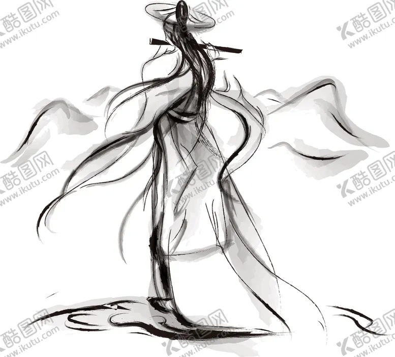 编号：36052709170717391970【酷图网】源文件下载-武侠水墨人物画  