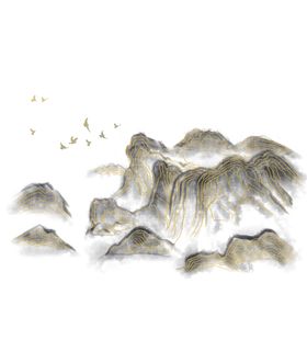 手绘古风插画背景图片大气水墨山水梦幻唯美