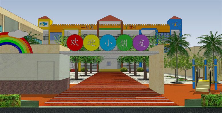 编号：37581007061002094860【酷图网】源文件下载-现代幼儿园庭院SU模型