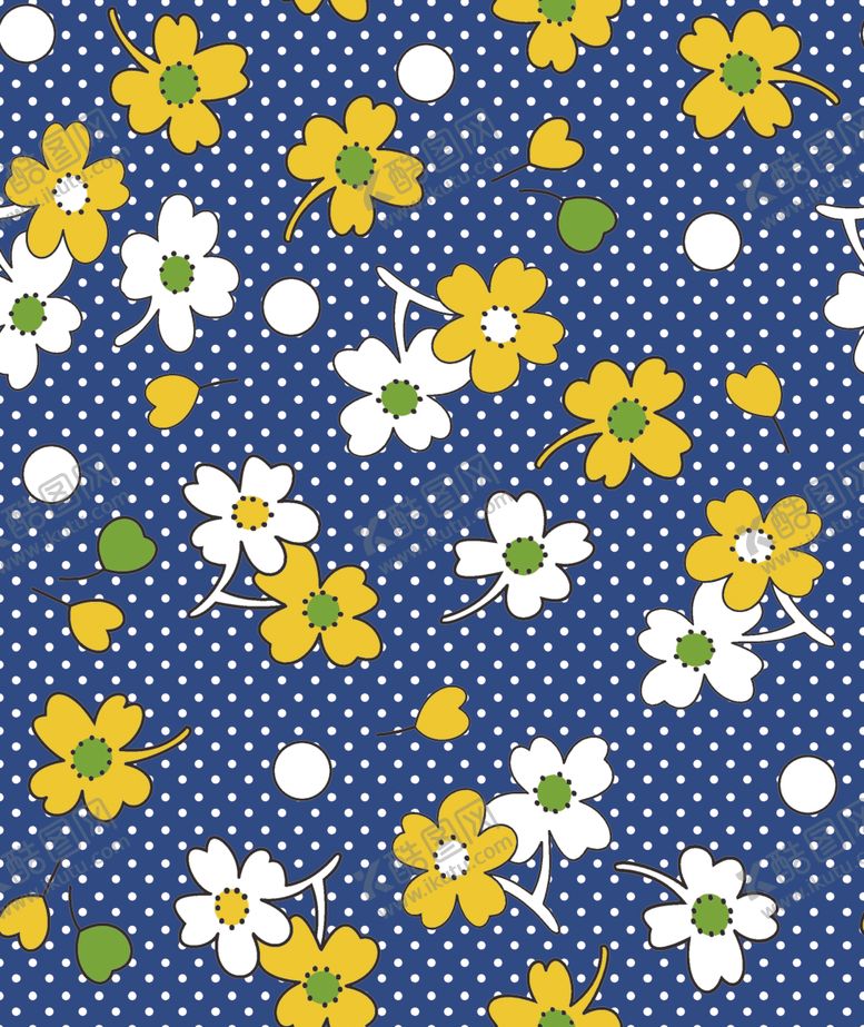 编号：14720504051334232424【酷图网】源文件下载-蓝底小花波点图案背景