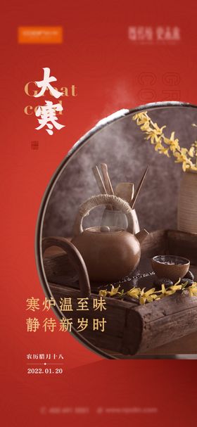 大寒海报二十四节气地产中式