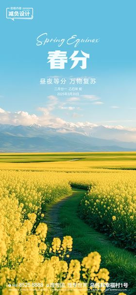 春分海报天二十四节气油菜花地产