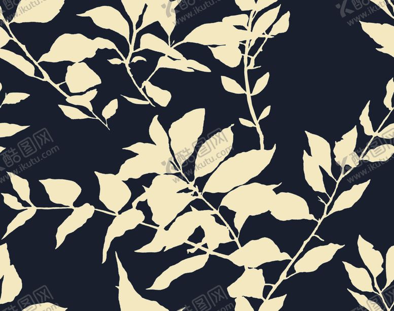 编号：33300401042020102435【酷图网】源文件下载-黑色背景的金色叶子图案
