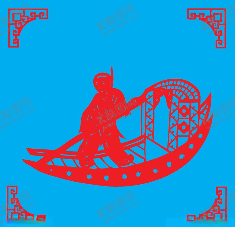 编号：90970603311942238119【酷图网】源文件下载-划船剪纸