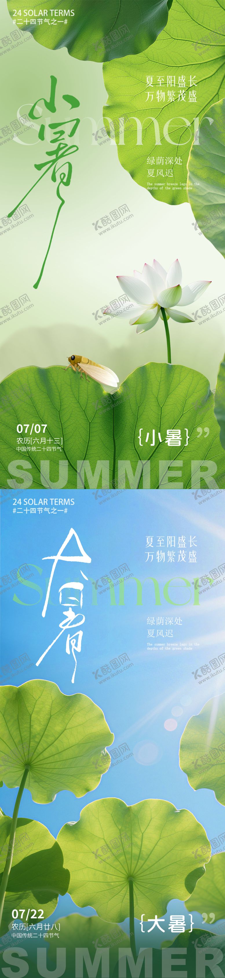 编号：35203206231810272034【酷图网】源文件下载-大暑小暑荷叶荷花夏天蜻蜓