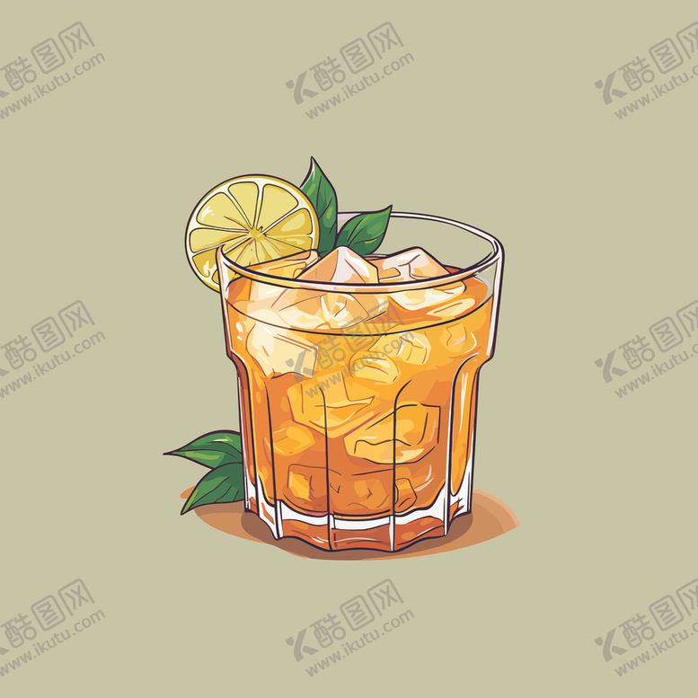 夏威夷饮料卡通绘画儿童插画矢量简笔logo柠檬茶