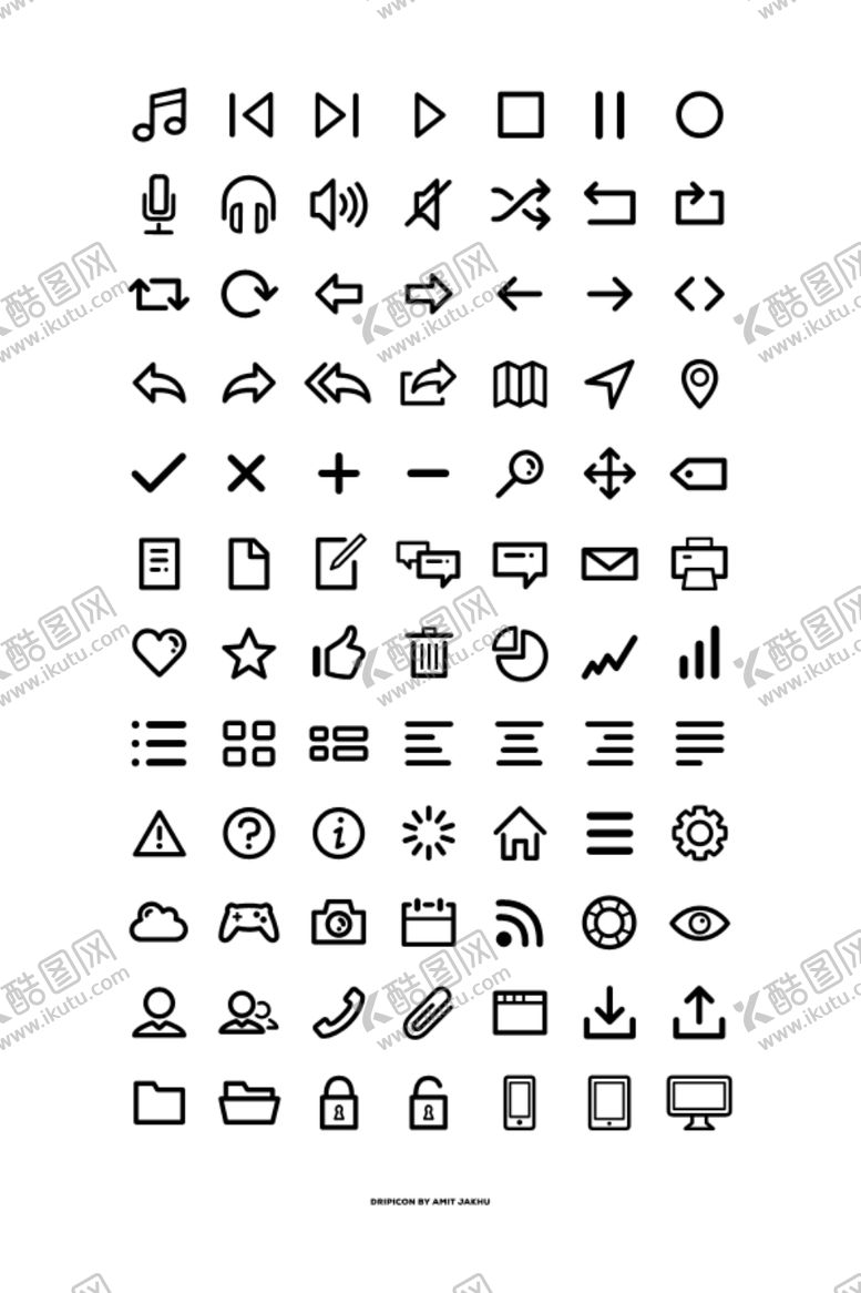 编号：73444910070347276195【酷图网】源文件下载-一套细线播放器图标