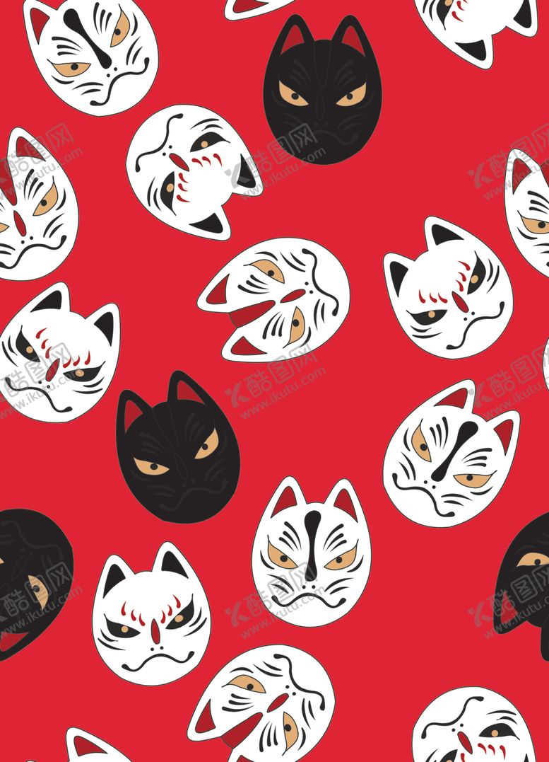 编号：43785109280737125109【酷图网】源文件下载-手绘面具猫