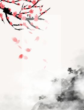 中式水墨梅花背景