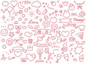 浪漫爱心线条图案素材