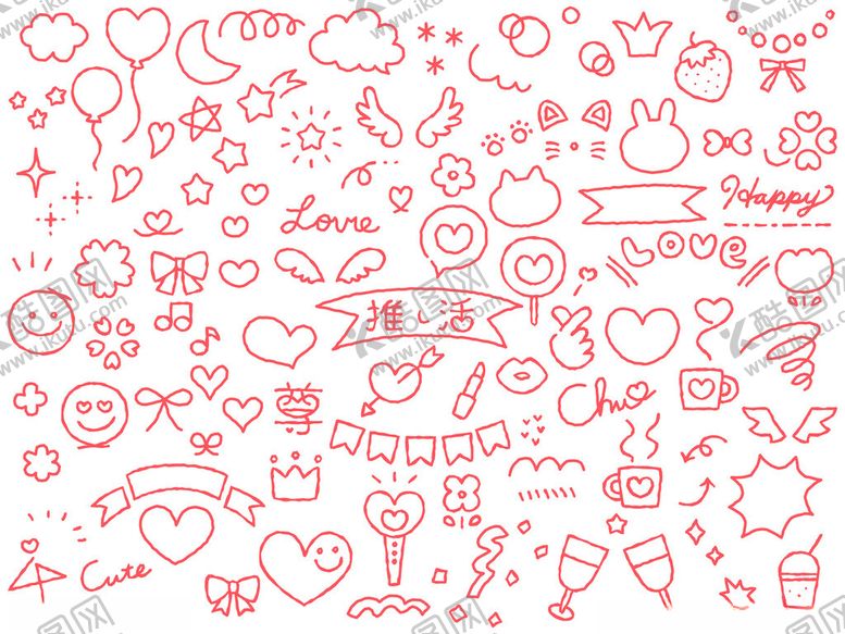 编号：92390711181157556823【酷图网】源文件下载-浪漫爱心线条图案素材
