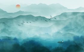 水墨山水画纸写意图片画图