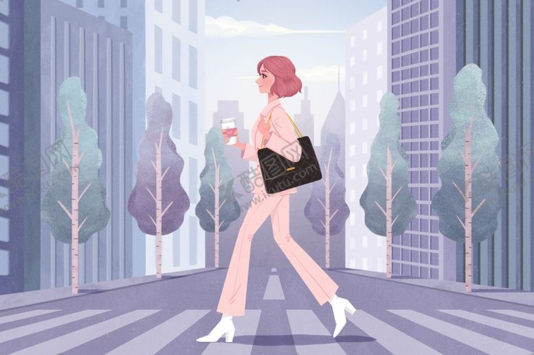 编号：84867507070816529166【酷图网】源文件下载-职业女装道路插画卡通背景素材
