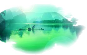 水墨画插画背景素材中国风山水画