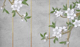 花鸟画手绘花鸟背景墙