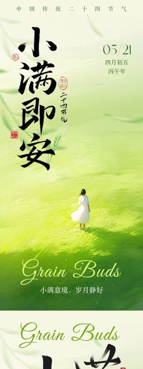 小满节气意境插画海报