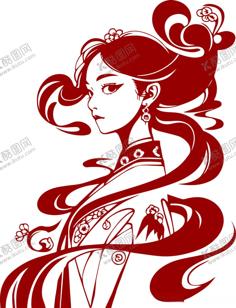 编号：52856802201035321182【酷图网】源文件下载-剪纸美女