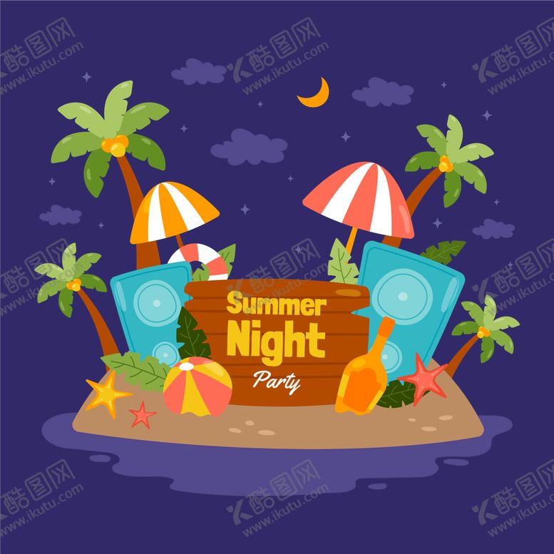 编号：38088110151347089931【酷图网】源文件下载-夏季夜晚插画