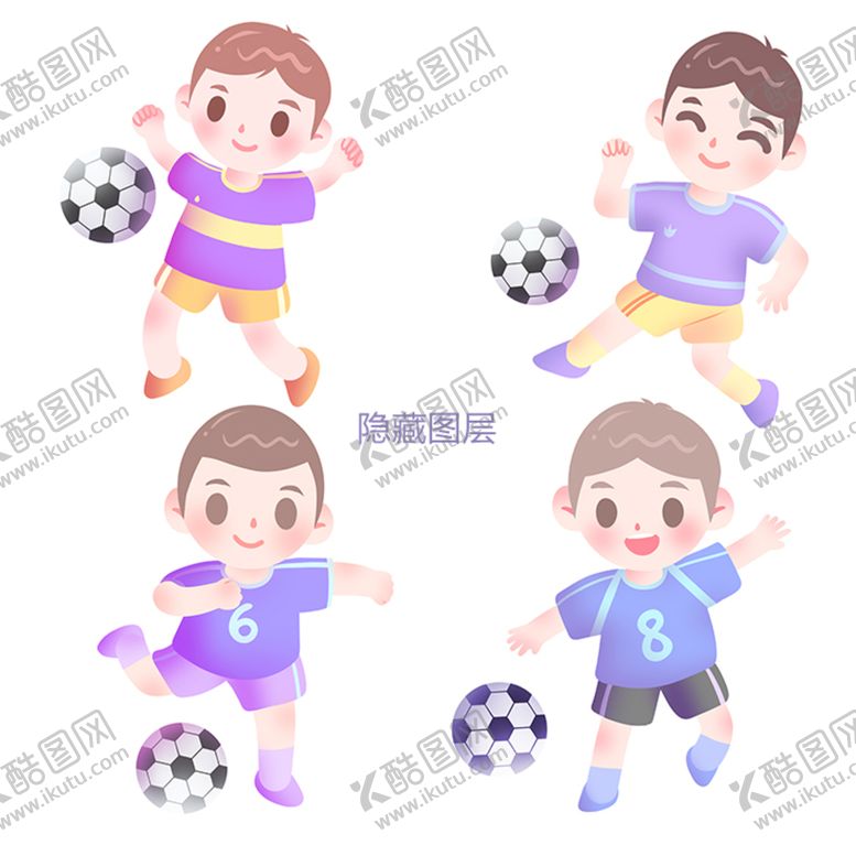 编号：38567909151155379834【酷图网】源文件下载-足球卡通男生蓝色球衣