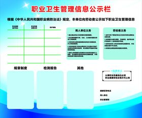 职业卫生管理信息公示栏