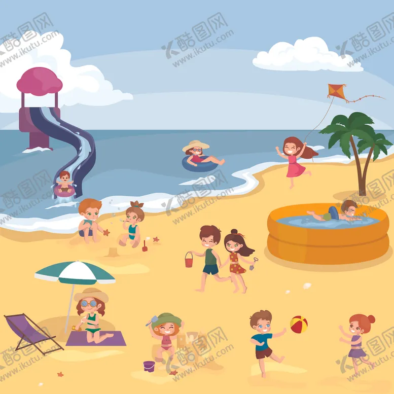 编号：93273709151715064095【酷图网】源文件下载-卡通沙滩