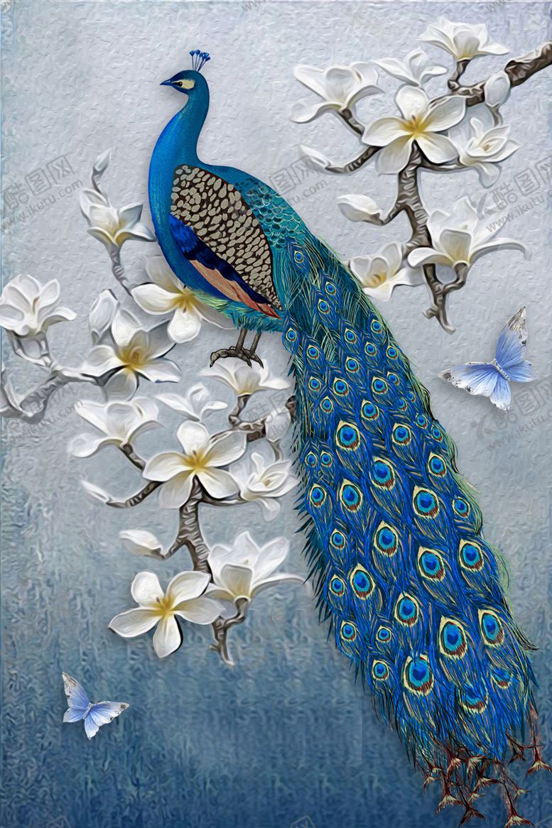 编号：64540109151859477559【酷图网】源文件下载-孔雀背景墙装饰画