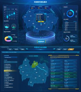 科技感数据可视化大屏智慧城市地图设计