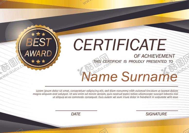 编号：28940210091401136415【酷图网】源文件下载-证书模板