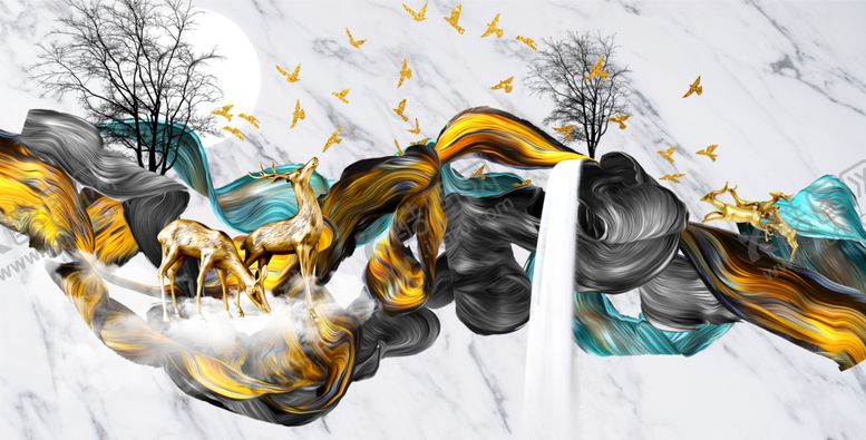 编号：79195609192200534860【酷图网】源文件下载-抽象麋鹿装饰画