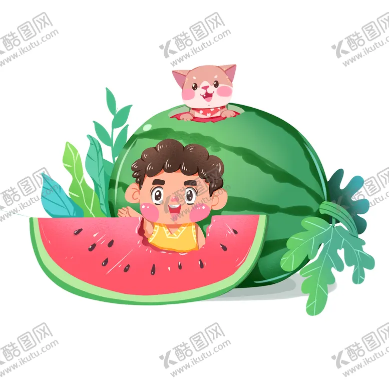 编号：99779110152035269131【酷图网】源文件下载-西瓜元素大暑小暑夏天免扣