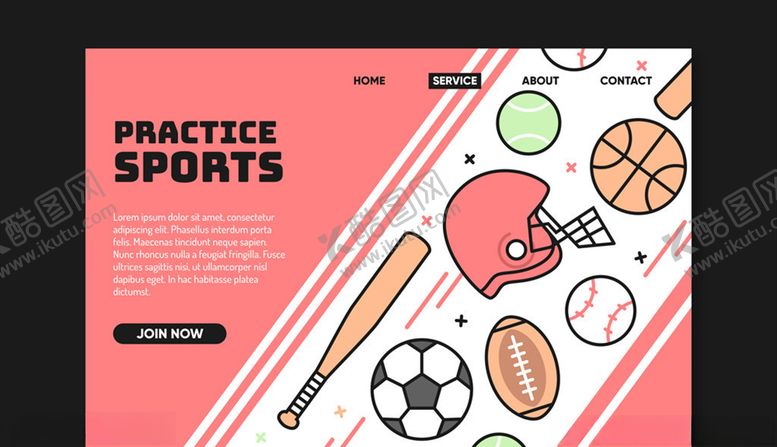 编号：74245310291013349858【酷图网】源文件下载-创意球具运动网站登录界面