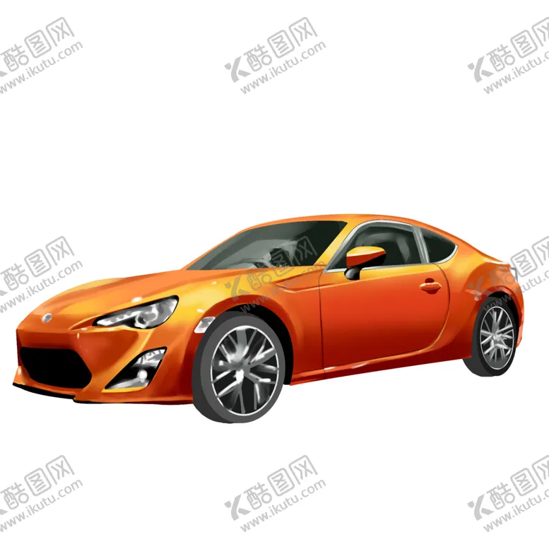 编号：52955604272144306121【酷图网】源文件下载-时尚私家车橘红色汽车仿真素材
