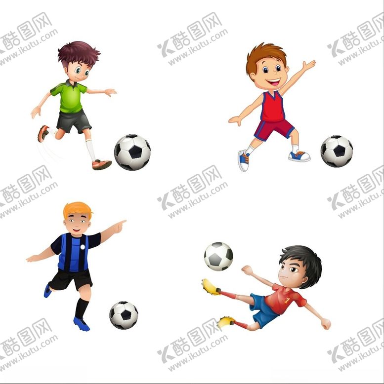 编号：88986602250402002763【酷图网】源文件下载-卡通儿童踢足球