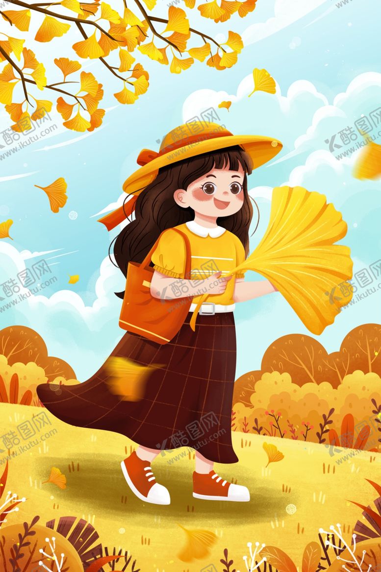 编号：44986201250619093773【酷图网】源文件下载-女孩秋分出去游玩
