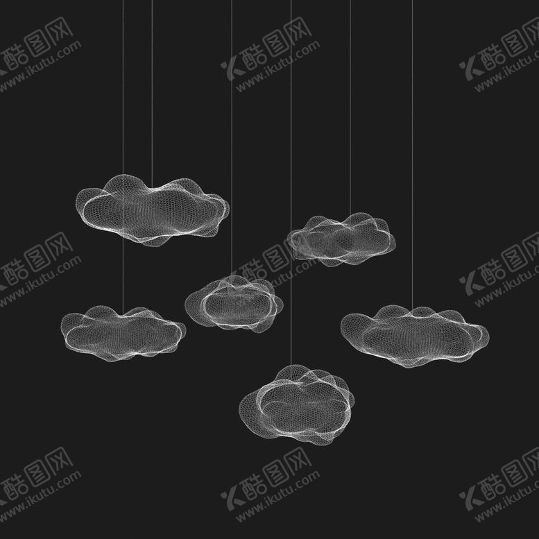 编号：18129801301749164023【酷图网】源文件下载-云朵吊灯3d模型
