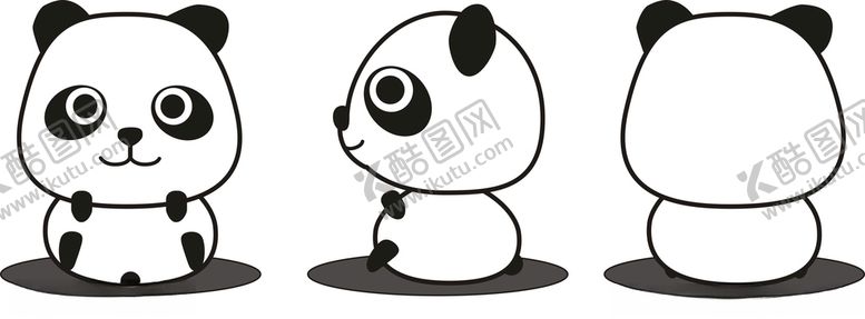 编号：37593510190549397408【酷图网】源文件下载-卡通熊猫三视图