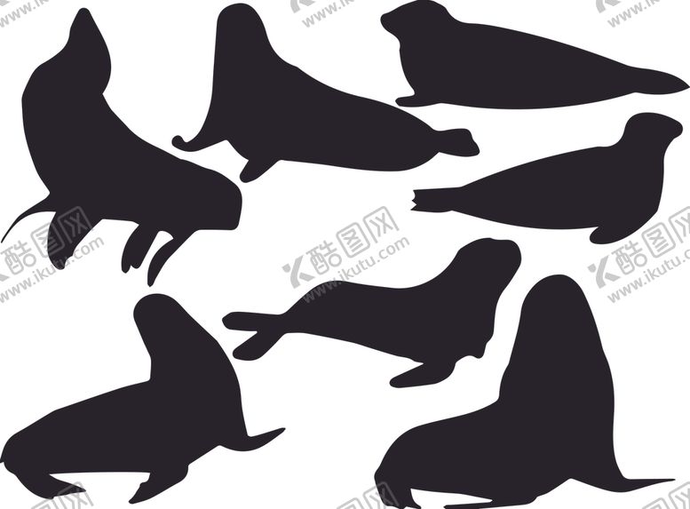 编号：32837710310640147128【酷图网】源文件下载-海兽剪影矢量素材