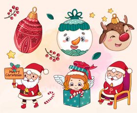 圣诞欢乐元素插画